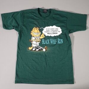 Garment Graphics Garfield T Shirt Mens L Green Black Wolf Run Golf Single Stitch